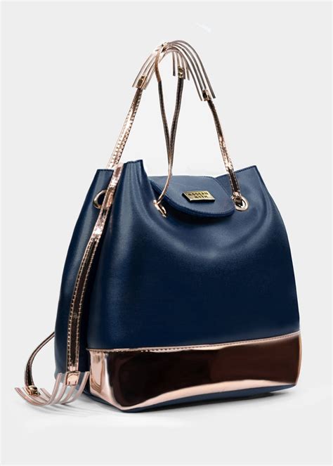 Get Blue & Rose Gold Drawstring Bucket Bag at ₹ 1199 | LBB Shop