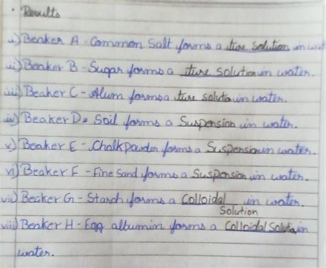 Colloidal solutionFiltrationFig. 1.3.RESULTS1. Beaker A - Common salt ...