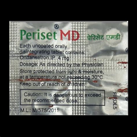 PERISET MD 4MG TABLET 10'S Price, Uses, Side Effects & Substitutes ...