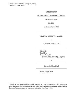 Fillable Online Circuit Court for Prince George's County Case No.: CT ...