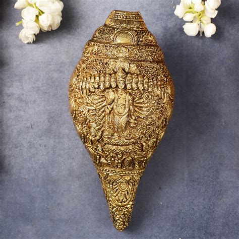 Buy Brass Vishnu Virat Roop Vishwaroopam Shankh Conch 8.5 inch antique ...