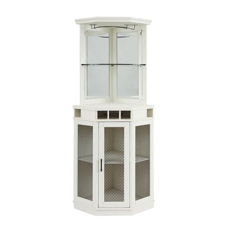 Buy Gramercy Way White Corner Bar Unit with Built-in Wine Rack and ...