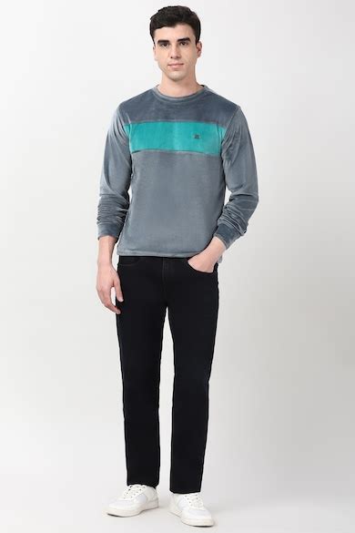 Buy Men Grey Patterned Crew Neck Sweatshirt Online - 40001748 | Peter ...
