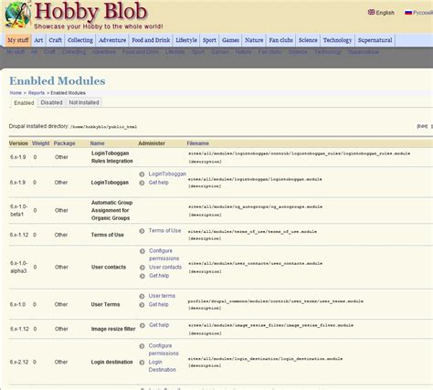 Image result for Drupal Enabled Modules List