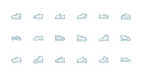 Sneaker Icon Collection with 18 Minimal Line Designs Scalable Icons for ...