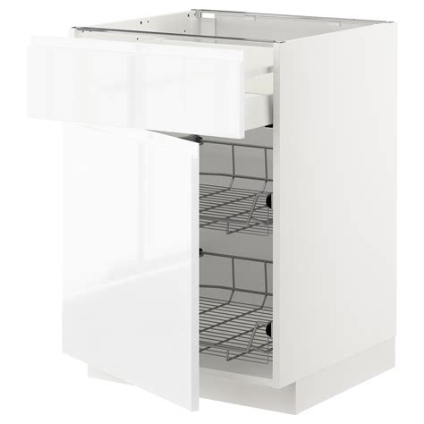 METOD / MAXIMERA base cab w wire basket/drawer/door, white/Voxtorp high ...