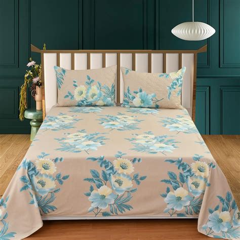 Nivasam Daffodil Luxury Cotton Bedsheet Double Bed with Quilted ...