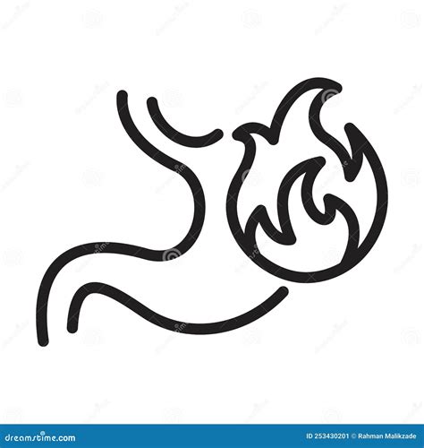 Red Stomach Heartburn Icon Isolated On Transparent Background. Stomach Burn. Gastritis And Acid ...