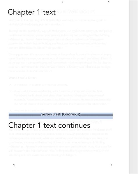 Image result for Continuous Section Break Word