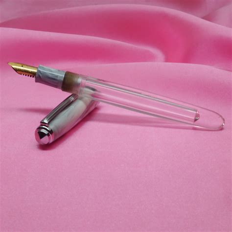 Airmail Wality 69T White color Marble Finish Cap and Body Silver Trim ...