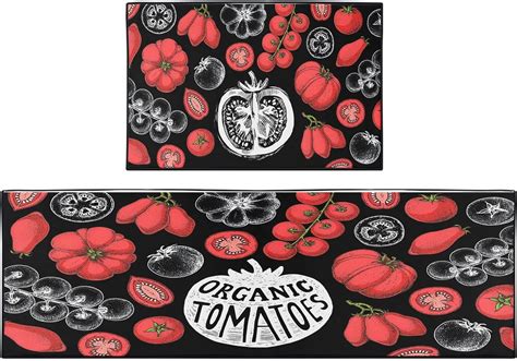 Tomato Kitchen Mat Vintage Farm Plant Kitchen Rugs Sets of 2, Non-Slip ...