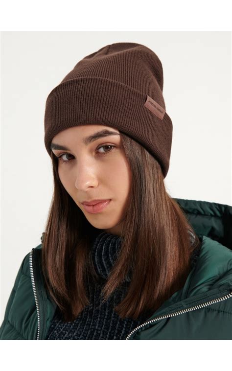 Czapka beanie z naszywką Positive Energy brązowa - HOUSE - 2635Q-88X