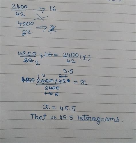2400 men have sufficient food for 42 days at the rate of 16 hectogram ...