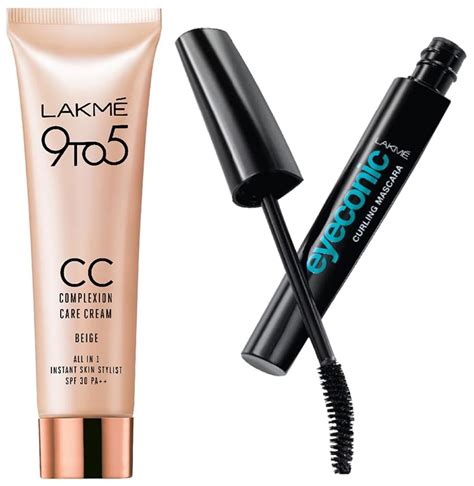 Buy Lakme Eyeconic Curling Mascara, Black 9 ml & Lakme 9 to 5 CC Cream ...