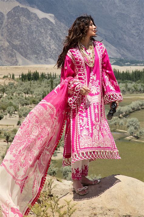 Nisa Hussain Luxury Lawn Collection '21 – NHL04-RUBELLITE – YourLibaas
