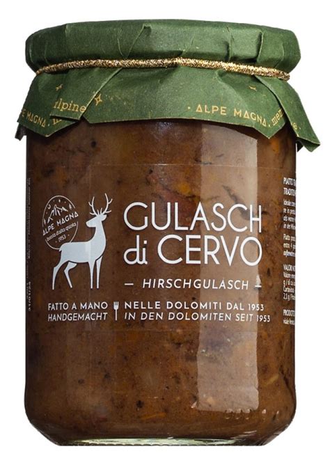 Gulash di cervo, gulash de ciervo, Alpe Magna, 360g, Vaso