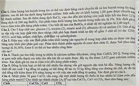 Giải quyết:Hàm lượng lưu huỳnh trong tóc có thể xác định bằng cách ...