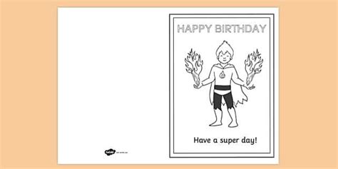 Fire Superhero Birthday Card Colouring Activity