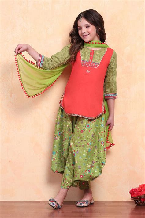 Pink and Green Pure Cotton Printed Straight Suit Set Kurta, Dhoti Pants ...