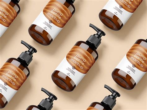 Free Amber Pump Closure Bottle Mockup PSD Set - Good Mockups