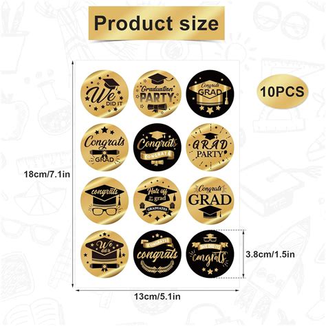 10 Sheets Graduation Round Stickers, 120pcs 1.5in India | Ubuy