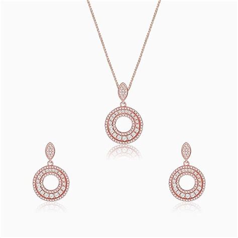 GIVA 925 Silver Anushka's Classic Rose Gold Set With Earrings, Pendant ...