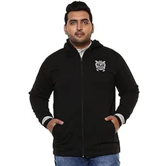 JOHN PRIDE Plus Size Men's Solid Hooded Black Cotton Sweatshirt for Men ...