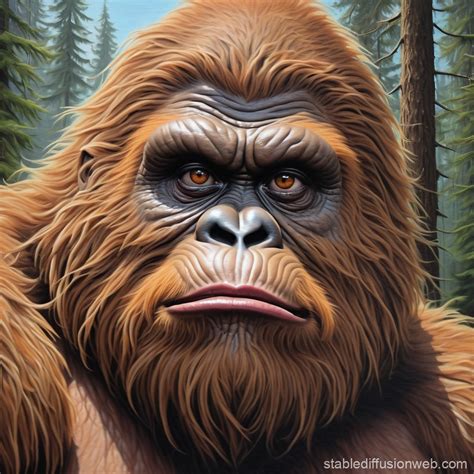 Sassy Sasquatch Realistic Painting | Stable Diffusion Online