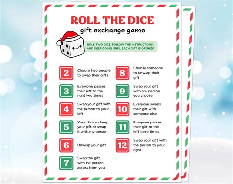 Roll the Dice Christmas Gift Exchange, Christmas Roll the Dice Gift ...