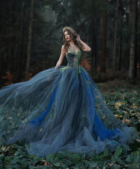 Blue Forest Fairy Corset Top Dress Retro Bridal Dress Boho - Etsy UK | Ball gown dresses, Grey ...