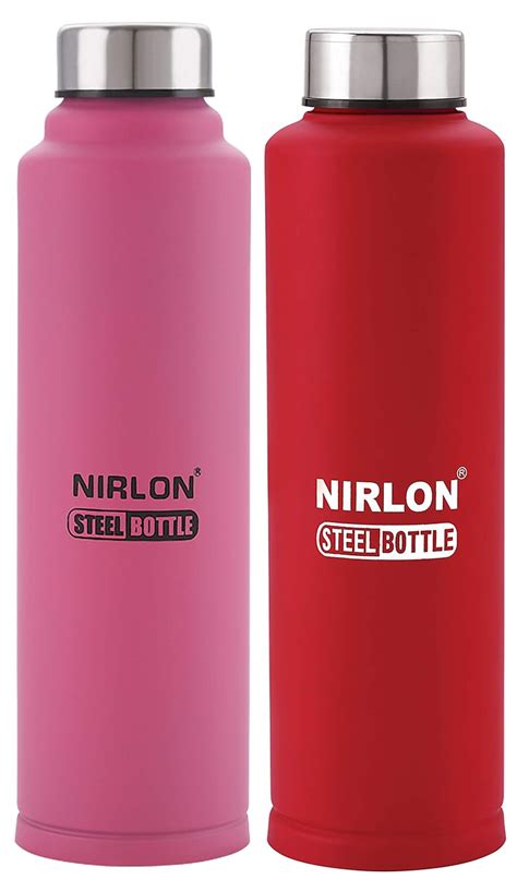 Nirlon Stainless Steel Freezer Water Bottle Set, Pink and Red, 2 Piece ...