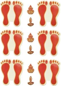 DIVINARY 12 cm Goddess Laxmi Charan,Mini Kalash,Diya Stickers Combo ...