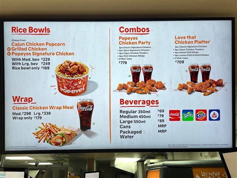 Menu at Popeyes - Famous Louisiana Chicken, Bengaluru, No 10