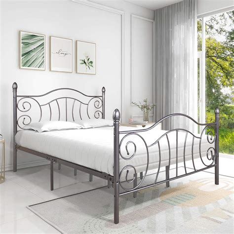 Elegant Home Products Metal Bed Frame Victorian Vintage Style Platform ...
