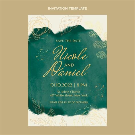 Watercolor wedding invitation template | Free Vector