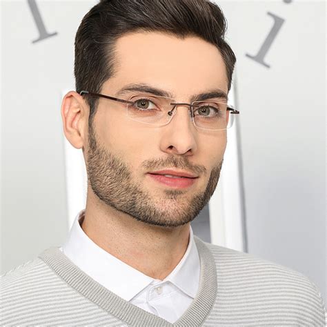 Matte Brown Black Rimless Rectangle Vincent Chase SLEEK STEEL VC E12882 ...