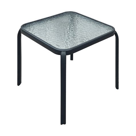 Square glass patio side table. Colour: black | Rossy