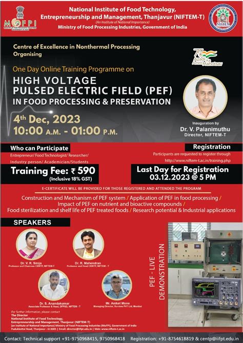 One Day Online Training Programme on High Voltage Pulse Electric Field ...