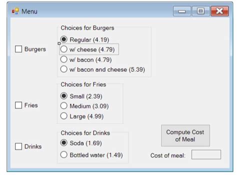 Image result for Visual Basic Windows Form Fast Food