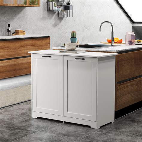 Jaxpety Crop 13 Gallons Double White Tilt-out Trash Cabient With ...