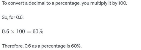0.6 to decimal percentage to decimal - Brainly.in