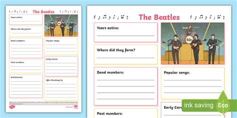 👉 The Beatles Fact File Template,The Beatles - Twinkl