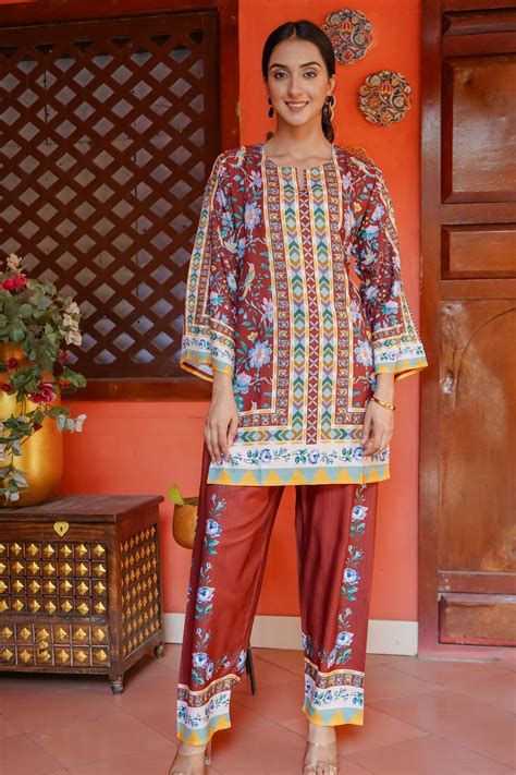House Of Kari(Chikankari Clothing) - Printkari Poly Muslin Co-ord set ...