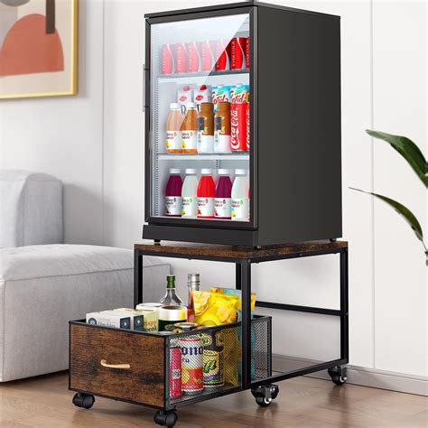 Amazon.com: Mini Fridge Stand with Storage, 4 Wheels with Bearings ...