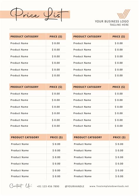 Price List Templates - Free Template Downloads
