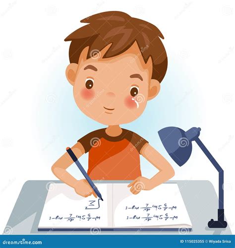 Kid Doing Homework Clipart — Cartoon of kid doing homework