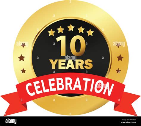 10 Years Celebration seal, 10 Years Golden Logo, 10 Years Anniversary ...