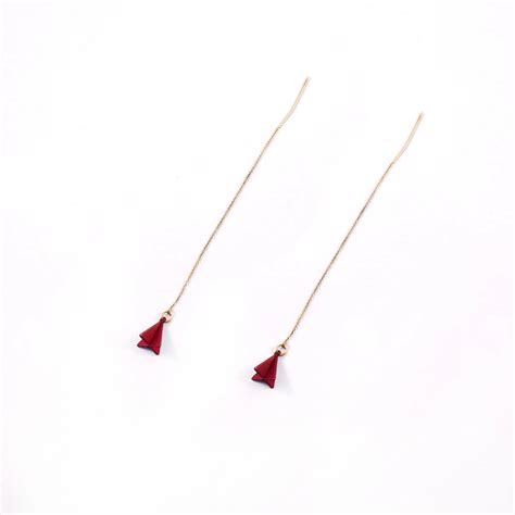 Pyramid Threader Pull-out Drop Earrings - Burgundy – Salty Accessories