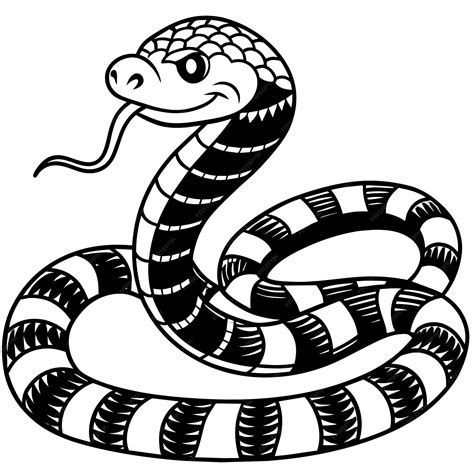 A black and white drawing of a snake with a black stripe | Premium AI ...