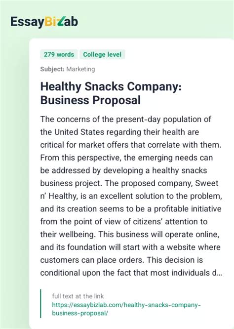Objectives Snack Business Proposal Example 的图像结果